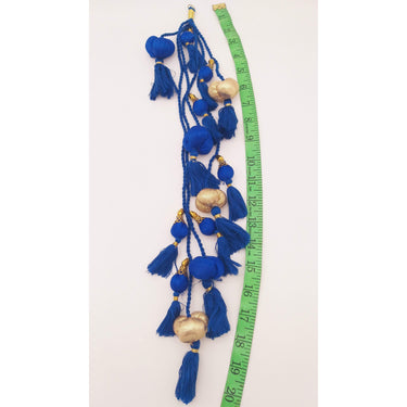 Royal Blue And Gold Fabric Balls Bunch Tassels, Latkan, Embellishments
